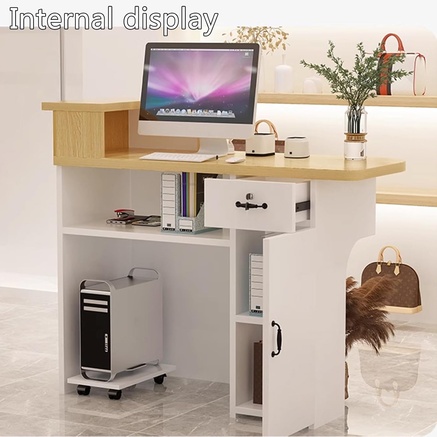 新品☆レジカウンター 受付カウンターデスク 小型受付　おしゃれテーブル送料無料 Amazon.co.jp: レジカウンター 受付台L字型小型受付デスク